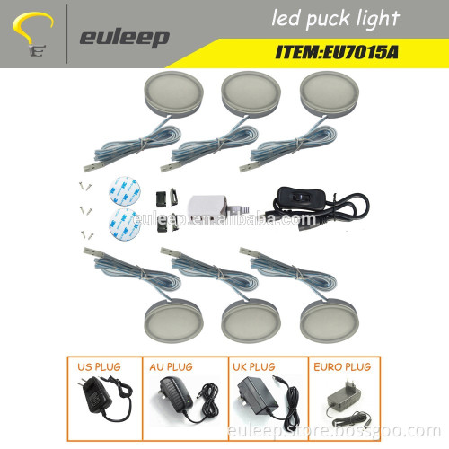 Euleep led puck light 2w 3w ,led cabinet light, under cabinet light,install by magnetic